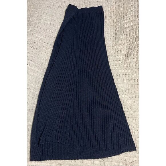 Free People Blue Cable Knit Long Maxi Sweater skirt Sz M - Picture 1 of 7